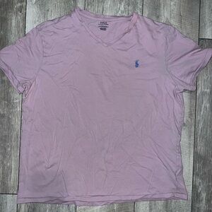 Polo by Ralph Lauren Men's Light Purple V-Neck Tee